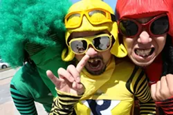 DON’T EAT THE BROWN ACID : Peelander-Z plays a free in-store at Cheap Thrills followed by a show at Mother’s Tavern on April 1, bringing its NYC-based Japanese “action comic” punk style to the Central Coast. - PHOTO COURTESY OF PEELANDER-Z