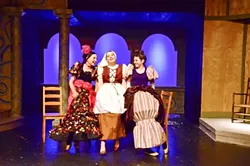 SISTER, SISTER: Cinderella, Cali Singleton, and her two stepsisters, Penny DellaPelle and Elizabeth Tharp, reminisce about the royal ball. - PHOTO COURTESY OF JAMIE FOSTER PHOTOGRAPHY