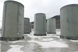 MOVE IT OR LOSE IT: Dry casks—as pictured here at Diablo Canyon nuclear power plant—are the preferred storage option for uber-toxic spent fuel. That is, unless the federal government follows through with its pledge to come up with a long-term receptacle for the stuff. And that’s what it seems everybody in SLO County wants, including Pacific Gas & Electric. - FILE PHOTO BY STEVE E. MILLER