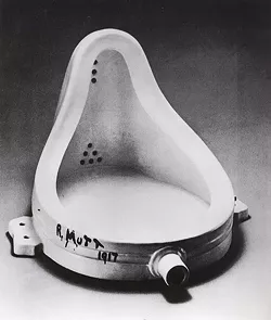 EARLY FOUND ART : Marcel Duchamp’s “Fountain” is inspiration to Mike, Jordie, and Phoebe’s Marxist-Dadaist canine art collective. Perhaps because it’s signed “R. Mutt.” - PHOTO COUNTESY OF MARCEL DUCHAMP