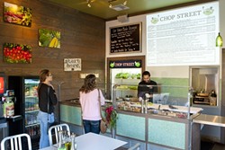 PICK, CHOP, AND ROLL :  Chop Street in Pismo Beach is offering a huge selection of freshly prepared vegetables, cheeses, and meats to be added to salads or wraps, all made right in front of the customer. - PHOTOS BY STEVE E. MILLER