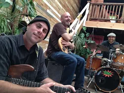 FUNK IN THEIR TRUNK: Power funk trio Solstice—(left to right) Jacob Odell, Dylan Johnson, and Jennings Jacobsen—also play this year’s 2014 Zongo Time Traveler’s Ball on Dec. 31 at the Los Osos Community Center. - PHOTO COURTESY OF SOLSTICE