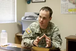 HELP OFFERED: Lt. Dustin Harris is one of California National Guard’s three full-time behavioral health officers. His office provides up to 12 free counseling sessions for every issue affecting soldiers and their families. - PHOTO BY STEVE E. MILLER