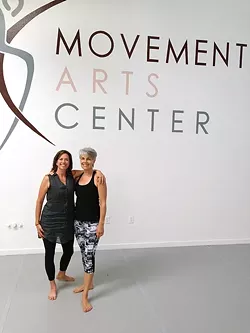 BACK IN TOWN: Catherine Halcomb (left) and Shelley Massa-Gooch (right) are offering classes in shadow, restorative, beginner, and pregnancy yoga at the SLO Movements Arts Center. - PHOTO BY PETER JOHNSON