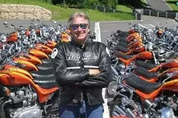HURRICANE! : Craig Vetter, former SLO resident, Hall of Fame winner and designer of the Triumph Hurricane, lined up behind him, will return to his old stomping grounds during The SLO Classic Motorcycle Rally. - PHOTO BY TONY PAGE