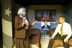 STAND BY YOUR MAN : Alice Russell (Janice Peters, left) stands by her husband, former Secretary of State William Russell (Daniel Freeman, right), as he tries to win the Democratic presidential nomination, in Gore Vidal’s smartly written The Best Man, directed by Brent Keast. - PHOTO BY STEVE E. MILLER
