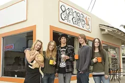 A CLOCKWORK ORANGE : Orange Cat Café’s crew—(left to right) Karen Kennedy, Bronte Diaz, Noah Kennedy, Riley Kennedy, and Taylor Diaz—consistently provide excellent service, operating the business every day of the week from 6 a.m. to 6 p.m. - PHOTO BY STEVE E. MILLER