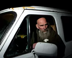 NOWHERE TO GO: Danny “Fresno” Braninburg and his girlfriend left Prado Road in fear that their van would be towed. In the past, police have chased the two away from areas all around San Luis Obispo. - PHOTO BY STEVE E. MILLER