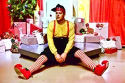 ELFIE PORTRAIT: The SLO Little Theatre’s managing artistic director, Kevin Harris, stars as David Sedaris and his department store counterpart, Crumpet the elf, in an adaptation of one of Sedaris’ most popular short stories. - PHOTO COURTESY OF JAMIE FOSTER PHOTOGRAPHY