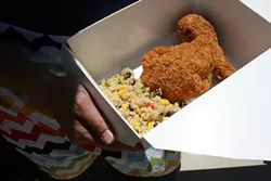 DAY AND NIGHT: Nom Nom Nom The Good Food Truck serves up refreshingly cold items at wineries during the day, like this Spanish style panko-crusted fried chicken. Come nightfall however, the trailer serves up a mess of hot sandwiches, burgers, tacos, sliders, and more. - PHOTO BY HENRY BRUINGTON