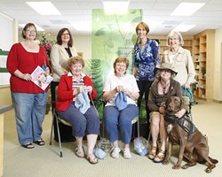 POSITIVE VIBES :  The supportive community for cancer patients at French Hospital includes, from left to right (back row): Debby Nicklas, Bev Kirkhart, Kathy Tangeman; (front row) Janelle La fond, Judi Belanger, Doris Goodill, JB Bates, and Shijo-kinko - PHOTO BY STEVE E. MILLER