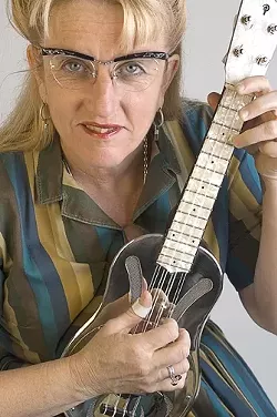 SWAPMEET PANACHE : The Red Barn Community Music Series presents blues guitarist/ ukulele player Del Rey on May 10 at the Red Barn, where she'll combine country blues, stride piano, classic jazz, and hillbilly boogie channeled through "the sensibility of an autodidact traile - PHOTO COURTESY OF DEL REY