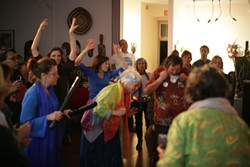 LET IT RAIN!:  A group of locals gathers at Steynberg Gallery to drum, dance, and pray for rain! - PHOTO BY GLEN STARKEY