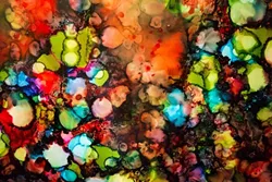 CREATIVE CLOUD: Most of Burdick’s paintings are characterized by a vivid use of color, as seen in “Genesis.” - PHOTO BY HENRY BRUINGTON