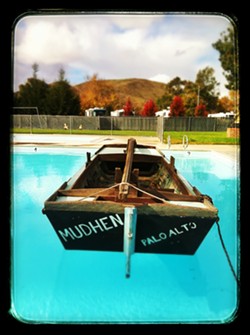 SPLASH DOWN! :  The Mudhen in the SLO Elks Lodge pool. - PHOTOS BY GLEN STARKEY