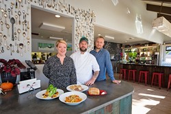POWER TRIO:  From left, The Spoon Trade Co-Owners Brooke and Jacob Town and Patrick Bergseid are bringing modern, fresh, seasonal American food to Grover Beach. - PHOTO BY KAORI FUNAHASHI