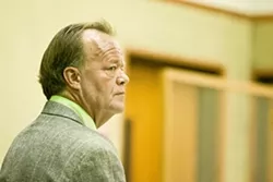 RELEASE AND RETURN: A mere five days after being released from SLO County Jail, attorney Scott Whitenack was back in action at the SLO Superior Court, arguing on behalf of two new clients he met in jail. - PHOTO BY STEVE E. MILLER