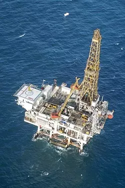 DRILLING FOR OIL : Platform Irene is the closest oil rig to SLO County, just off the coast of Vandenberg. The Western Petroleum Association is disappointed that President Obama’s new offshore drilling plan does not call for any new California platforms. - FILE PHOTO BY CHRISTOPHER GARDNER