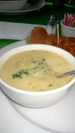 PICTURED: HAPPINESS: Look at those tiny onions, swimming in a pool of creamy potato goodness. I’ll be gulping down cup after cup on Sunday, Sept. 9. - PHOTOS BY NICK POWELL