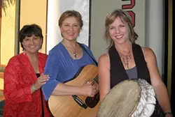 LADIES NIGHT : Women on the Move—(left to right) Joan Enguita, Trish Lester, and Linda Geleris—a trio of Los Angeles area singer/songwriters, play March 16 at the Oak Creek Commons in Paso Robles. - PHOTO COURTESY OF WOMEN ON THE MOVE
