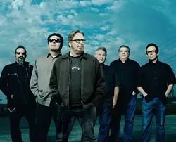 NOW EVEN BETTER! : Los Lobos plays the Performing Arts Center on April 1 with New Times’ music journalist Glen Starkey (third from left) playing lead guitar and singing lead vocals. How will the wolf survive? - PHOTO COURTESY OF LOS LOBOS