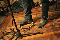 PERCUSSION :  Mulgrew adds just a touch of percussion to a few tunes with a toe-tapped tambourine. - PHOTO BY GLEN STARKEY