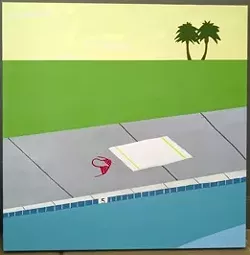 POOLSIDE POLKA DOTS: “Pool No. 3” will be shown as part of Neal Breton’s summer recreation series during the grand opening of Huckleberry Market. - IMAGE BY NEAL BRETON