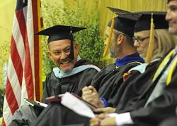 SPEECH! SPEECH!: Faculty speaker Don Norton gave the keynote address for Cuesta’s May 23 commencement ceremony. - PHOTO COURTESY OF JAY THOMPSON