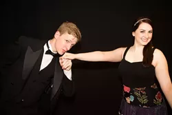 KISS THE GIRL : Cal Poly students Corey Hable (left) and Alexis Rubell (right) play lovers Hanna Glawari and Count Danilo in Franz Lehar’s popular operetta. - PHOTO COURTESY OF CSPOT AND OPERASLO