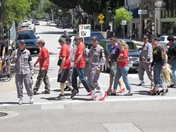 STRUTTING THEIR STUFF : There were 150 registered walkers at this year's Walk a Mile in Her Shoes event. Proceeds were split between the SARP Center and the SLO Symphony. - PHOTO COURTESY OF MEGAN MASTACHE