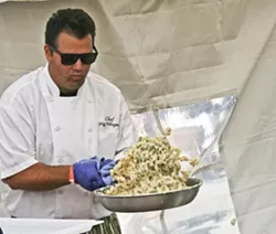 MAN OF THE MAC: Gardens of Avila Executive Chef Gregg Wangard proudly snagged the First Place People’s Choice Award at the third annual Mac and Cheese Festival, held at the Avila Beach Golf Resort on Aug. 23. - PHOTO BY REID CAIN