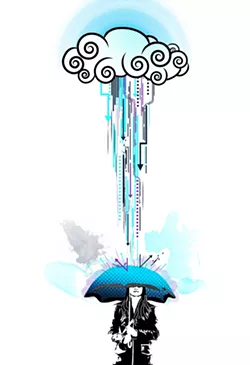 PURPLE RAIN : Caleb Barefoot’s Downpour is somewhat reminiscent of works by British artist Eelus, whom Barefoot cites as inspiration. - ARTWORK BY CALEB BAREFOOT