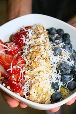 ALLURING AÇAÍ: Bowl’d is mixing up bold açaí creations, including this healthy, refreshing San Luis ObisBowl, pictured. - PHOTO BY HAYLEY THOMAS