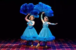 SISTER ACT: Mutual, I’m shoo-wa! Elizabeth Stuart as Betty Haynes (left) and Natasha Harris as Judy Haynes bring this iconic scene to life in the tune Sisters, and shine throughout the entire White Christmas production. - IMAGE COURTESY PCPA
