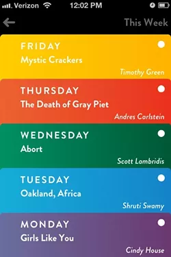THE APP IN ACTION: Connu, co-founded by Niree Perian and Templeton native Susannah Luthi, allows users to read and save thought-provoking short stories on their iPhones. - IMAGE COURTESY OF SUSANNAH LUTHI