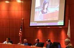 PACKED HOUSE : After about five hours of public comment, San Luis Obispo County supervisors asked Excelaron representatives to meet with county planners and hammer out lingering concerns on its proposed oil-drilling operation in the Huasna Valley. - PHOTO BY COLIN RIGLEY