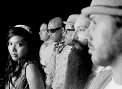 CATCH THE FEVER : Dengue Fever features a Cambodian pop star singing psychedelic rock oldies from ’60s-era Cambodia—sometimes in Khmer!—on Jan. 31 at SLO Brew. - PHOTO BY LAUREN DUKOFF