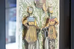 FLOWERHEAD! : Paso Robles collagist Hope Kroll makes awesome, often eerie compositions out of antique books she digs up—preferably books full of old-school anatomical drawings, insects, or obsolete machinery. - PHOTOS BY STEVE E. MILLER