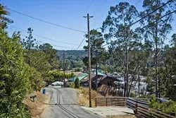 STEEPED IN HAZARD: In addition to flammable fuel that has amassed in Cambria’s forest, the town’s geographical layout compounds the risk of catastrophe if a fire were to break out. Many of the roads in Cambria are narrow and windy, and run along steep terrain that’s smattered with trees. - PHOTO BY KAORI FUNAHASHI