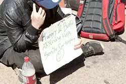 PANHANDLING PROBLEMS: While the majority of SLO County’s homeless choose not to panhandle, SLO Police Chief Steve Gesell said that the high concentration of panhandlers in the “lucrative” downtown SLO environment is a significant concern. - FILE PHOTO BY STEVE E. MILLER