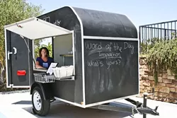 POWER COUPLE: Kate Swarthout owns Nom Nom Nom The Good Food Truck alongside her husband and Second Press Restaurant Chef and General Manager Ryan Swarthout. With a bit of ingenuity and elbow grease, the Paso Robles couple has created a diverse menu that belies the slight size of their food truck—which is actually a customized two-wheeler trailer. - PHOTO BY HENRY BRUINGTON