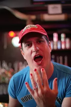 BUFFALO BILL? : Bull’s bartender Rich Reynolds discovered removing make-up is harder than he thought. - PHOTO BY GLEN STARKEY