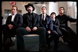 PUTTING THE FUN IN FUNERAL : Scott Caan, Jason Jones, Paulo Constanzo, Siam Yu, and Jared Keeso star as ne’er-do-well Duke White’s five sons, in Jonathon SOBOL’s dark comedy. - PHOTO COURTESY OF DARIUS FILMS