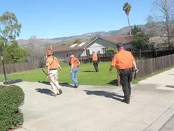 ON THE HUNT : Various first responders spread out to search the neighborhood where Clarice went missing in early February. - FILE PHOTO