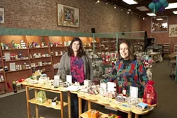 MOTHER-DAUGHTER TEAM : Christine Lamprecht (left) and her mother Joanne Vega (right) recently opened their third soap store in downtown SLO. The soaps sold in the front of the store are made daily in the back area for all to see. - PHOTO BY STEVE E. MILLER