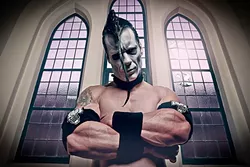 HE’S BEEN WORKING OUT : Legendary ex-Misfits guitarist Doyle will lead his quartet through their horror-metal paces on Nov. 9 at SLO Brew. - PHOTO BY TIM TRONCKOE