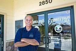 GONE BUT NOT FORGOTTEN: Cambria Fire Department Chief Mark Miller retired in July. Cal Fire has since taken over management of the department. - PHOTO BY KAORI FUNAHASHI