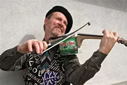 TUNA FIDDLE! : The amazing multi-instrumentalist, raconteur, and musical archeologist Joe Craven presents his one-man show on Oct. 9 at the SLO Botanical Gardens. - PHOTO COURTESY OF JOE CRAVEN