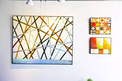 TIC-TAC-TOE: Paso Robles resident Allen Cox uses oil paint and wax to create intricate images of lines, circles, and abstract forms. - PHOTO BY KAORI FUNAHASHI