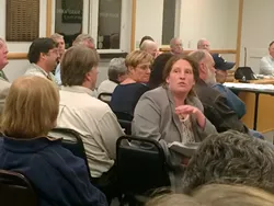 FACING OPPOSITION: Ethnobotanica financial officer Stephanie Kiel, seen here during the Feb. 24 SCAC meeting, said she thinks there are many misconceptions about dispensaries, including increased crime concerns and the notion that the drug isn’t really used for medical purposes. - PHOTO BY CAMILLIA LANHAM